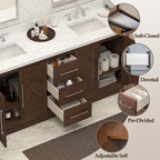 VHG WD-60072-SVSQ-DB-NM Vivian 72 in. Double Bath Vanity in Dark Oak with Statuario Venato Marble Quartz Top and Square Sinks