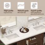 VHG WD-60072-SVSQ-DB-NM Vivian 72 in. Double Bath Vanity in Dark Oak with Statuario Venato Marble Quartz Top and Square Sinks