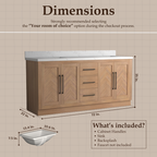 VHG WD-60072-SVSQ-LB-NM Vivian 72 in. Double Bath Vanity in Light Oak with Statuario Venato Marble Quartz Top and Square Sinks