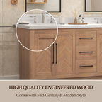 VHG WD-60072-SVSQ-LB-NM Vivian 72 in. Double Bath Vanity in Light Oak with Statuario Venato Marble Quartz Top and Square Sinks