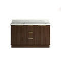 VHG WD-60160-SVSQ-DB-NM Kathryn 60 in. Double Bath Vanity in Dark Oak with Statuario Venato Marble Quartz Top and Square Sinks