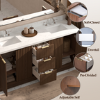 VHG WD-60172-SVSQ-DB-NM Kathryn 72 in. Double Bath Vanity in Dark Oak with Statuario Venato Marble Quartz Top and Square Sinks