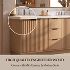VHG WD-60172-SVSQ-LB-NM Kathryn 72 in. Double Bath Vanity in Light Oak with Statuario Venato Marble Quartz Top and Square Sinks
