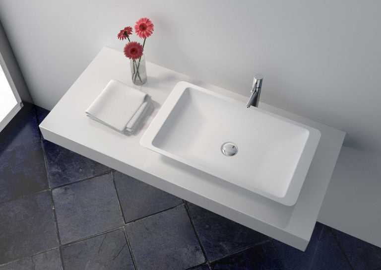 Legion Furniture WJ9002 23.6" Solid Surface Vessel Sink in White