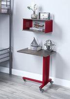 ACME AC00361 Cargo Red Accent Table with Wall Shelf  1