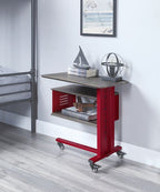 ACME AC00361 Cargo Red Accent Table with Wall Shelf