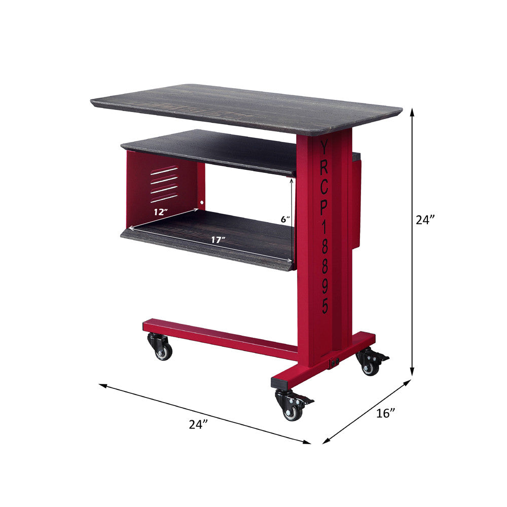 ACME AC00361 Cargo Red Accent Table with Wall Shelf  3