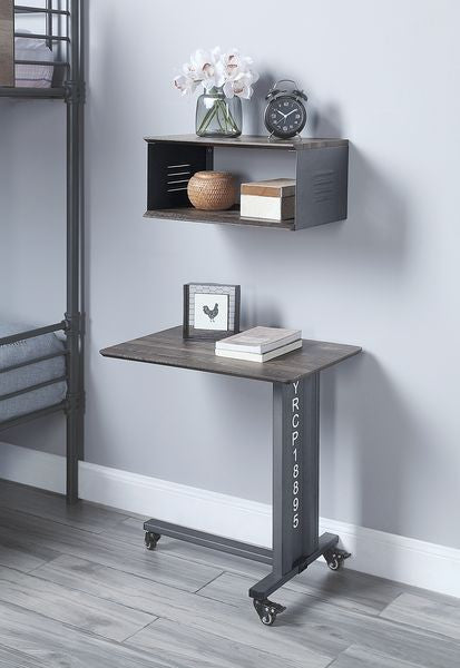 ACME AC00362 Cargo Gunmetal Accent Table with Wall Shelf  1