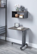 ACME AC00362 Cargo Gunmetal Accent Table with Wall Shelf  1