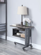 ACME AC00362 Cargo Gunmetal Accent Table with Wall Shelf