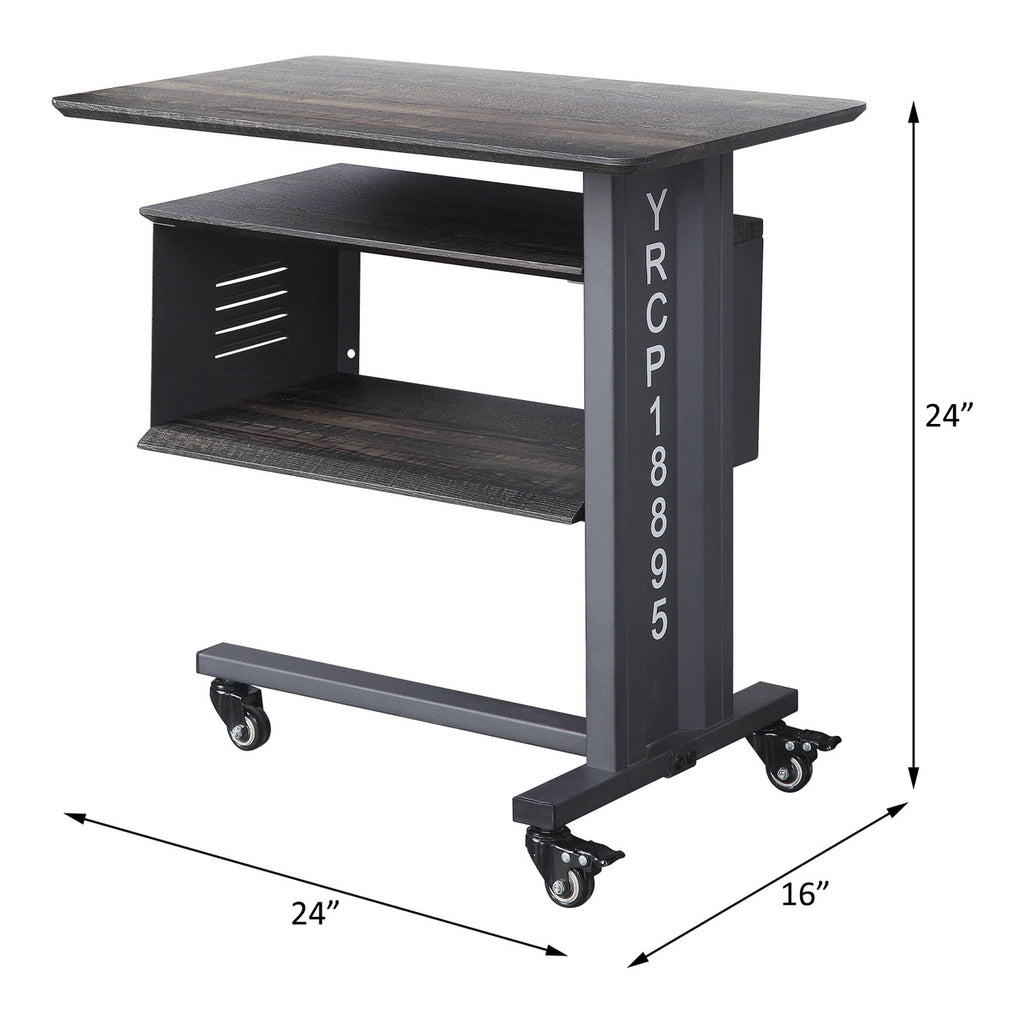 ACME AC00362 Cargo Gunmetal Accent Table with Wall Shelf  2