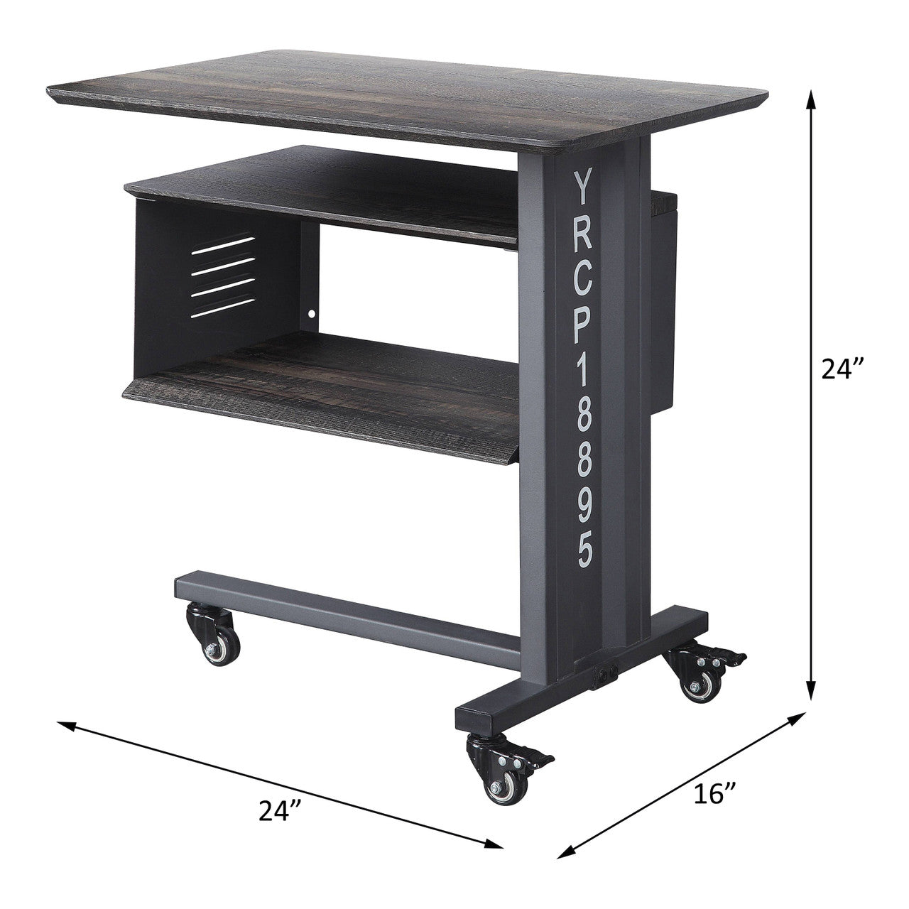 ACME AC00362 Cargo Gunmetal Accent Table with Wall Shelf  2