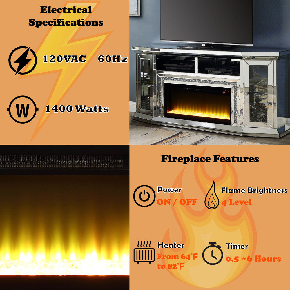 ACME AC00517 Noralie Fireplace with Firecore with Led  10