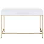 ACME 92540 Ottey Desk, White High Gloss & Gold