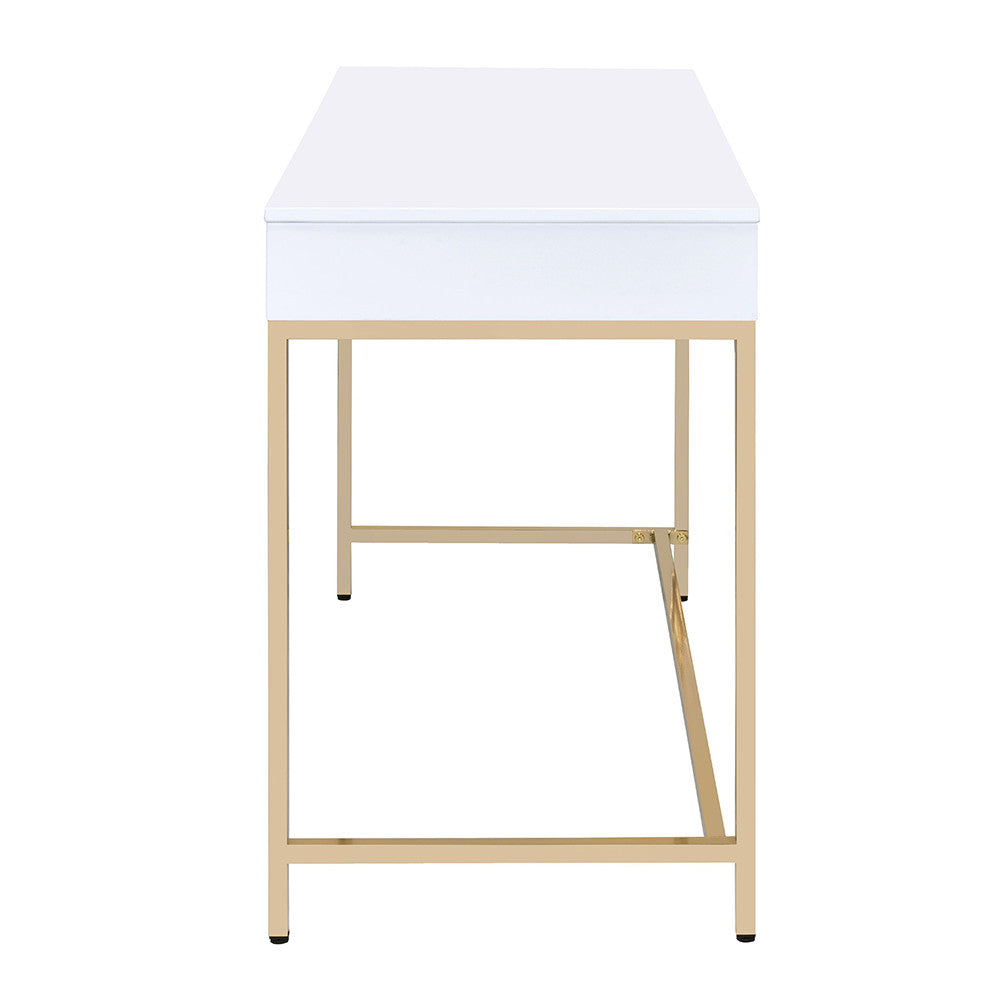 ACME 92540 Ottey Desk, White High Gloss & Gold