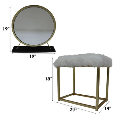 ACME AC00931 Adao Vanity Mirror and Stool