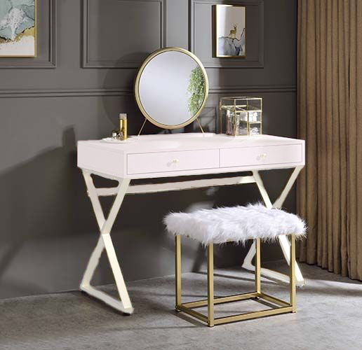 ACME AC00934 Adao Vanity Mirror and Stool  1
