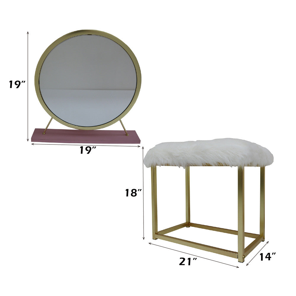 ACME AC00934 Adao Vanity Mirror and Stool  5