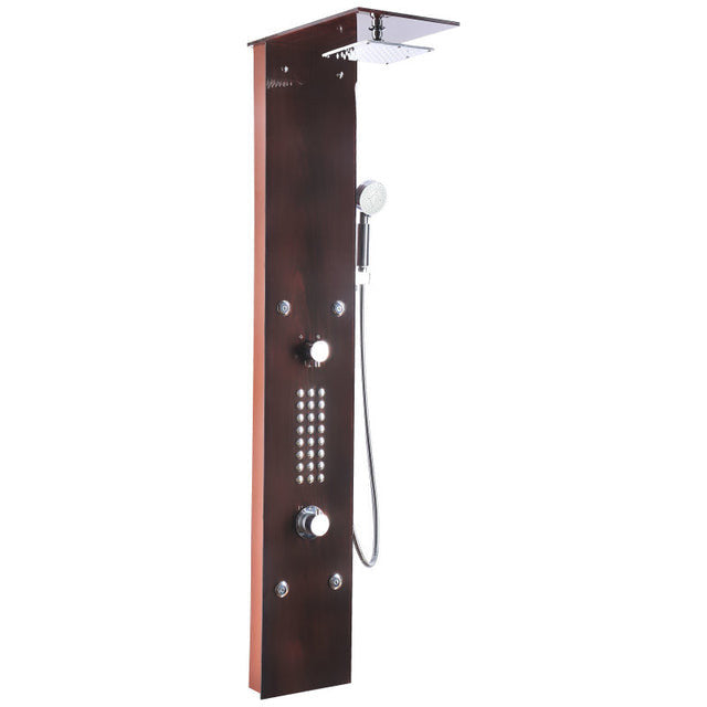 ANZZI Rite 60.75" 28-Jetted Full Body Shower Panel with Heavy Rain Shower And Spray Wand In Mahogany Style Deco-Glass - SP-AZ016