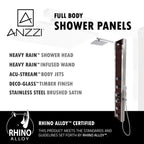 ANZZI Monsoon 57" 4-Jetted Full Body Shower Panel with Heavy Rain Shower And Spray Wand In Mahogany Style Deco-Glass - SP-AZ012