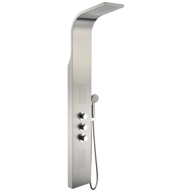 ANZZI Arc 64 in. 2-Jetted Shower Panel with Heavy Rain Shower and Spray Wand in Brushed Stainless Steel SP-AZ024