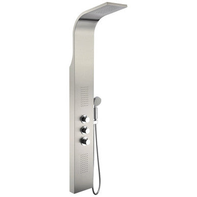 ANZZI Arc 64 in. 2-Jetted Shower Panel with Heavy Rain Shower and Spray Wand in Brushed Stainless Steel SP-AZ024