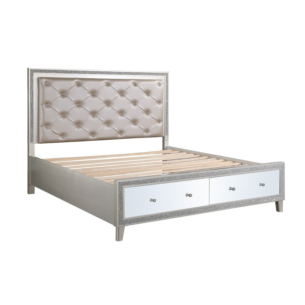 ACME BD00240CK Sliverfluff California King Bed with Storages  1