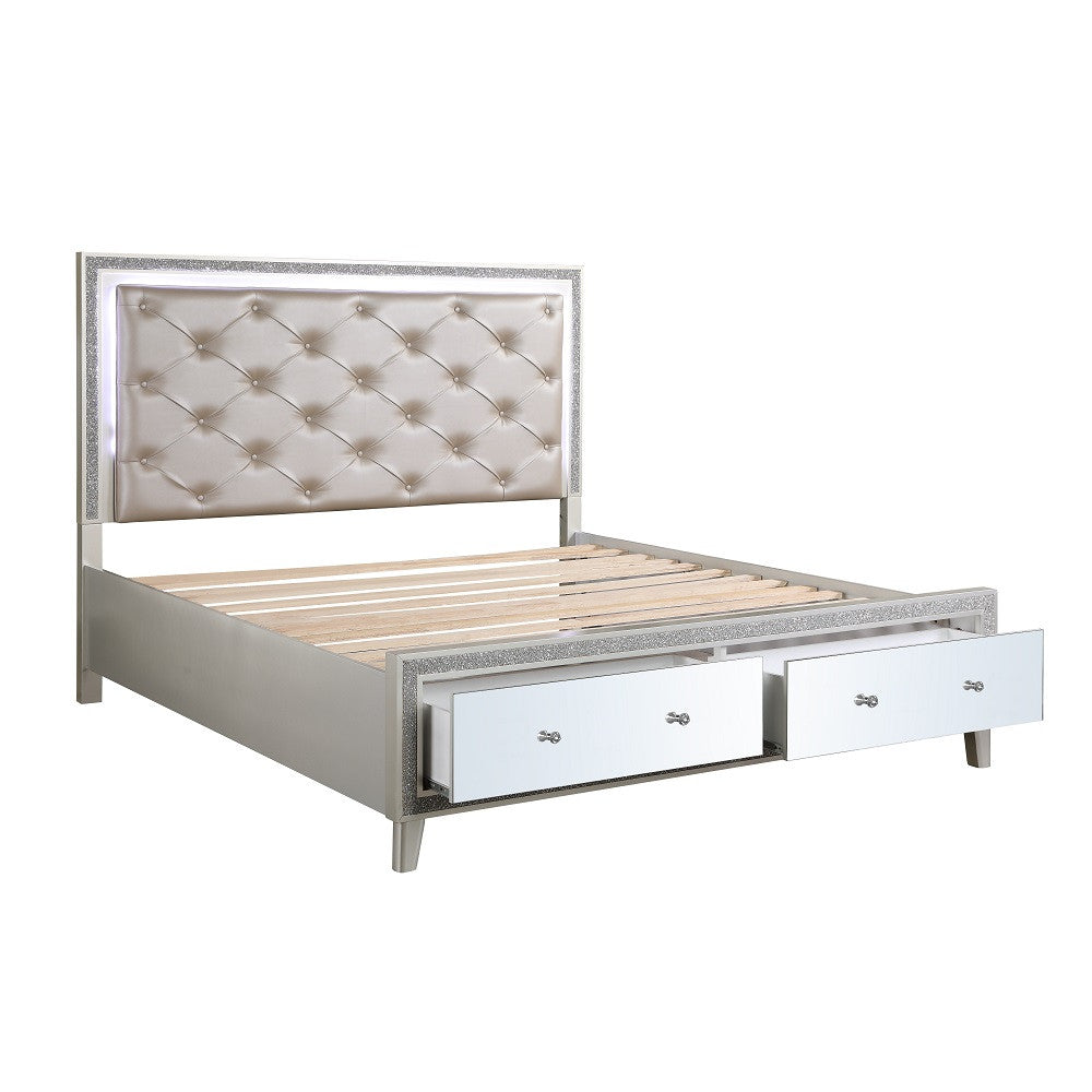 ACME BD00240CK Sliverfluff California King Bed with Storages  4
