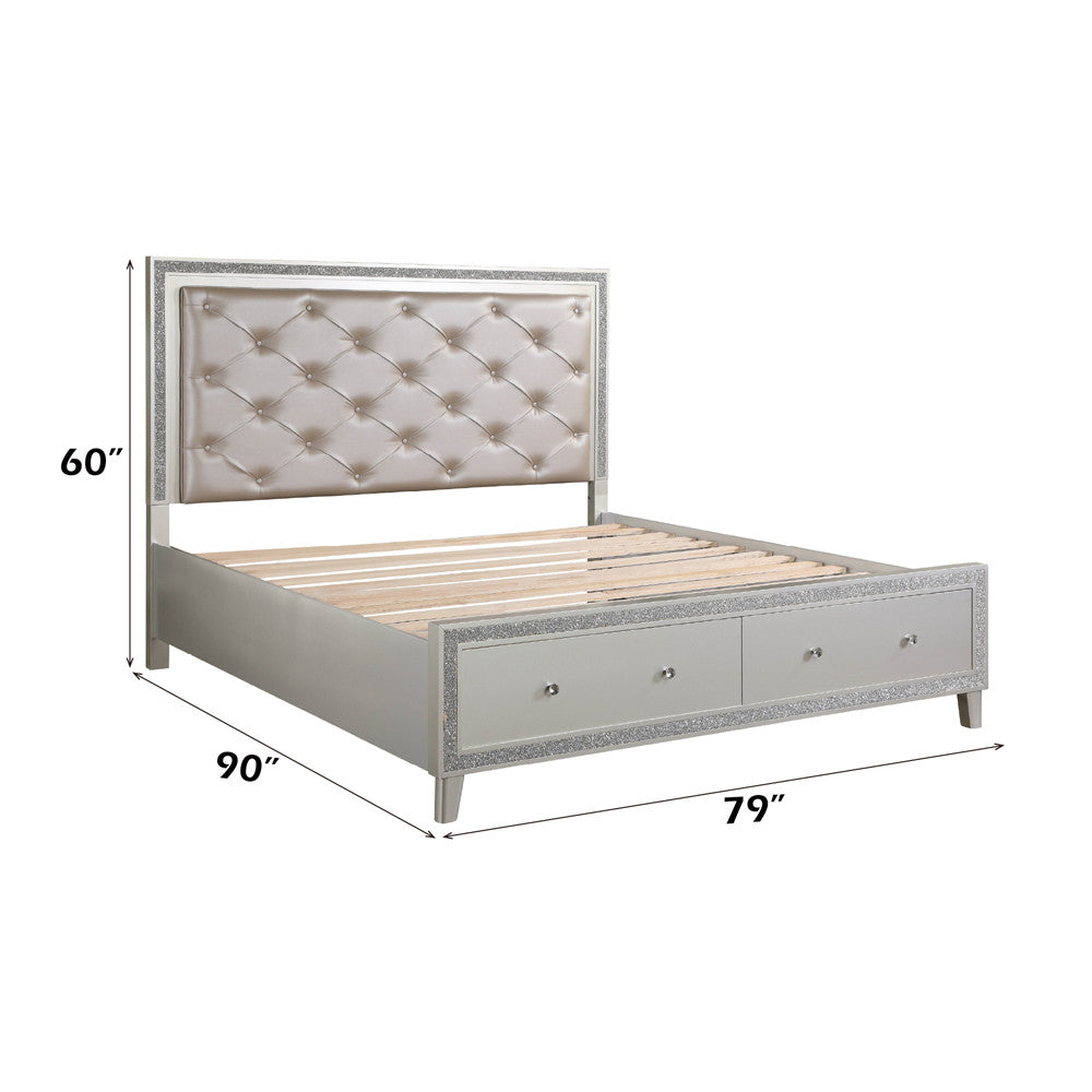 ACME BD00240CK Sliverfluff California King Bed with Storages  7