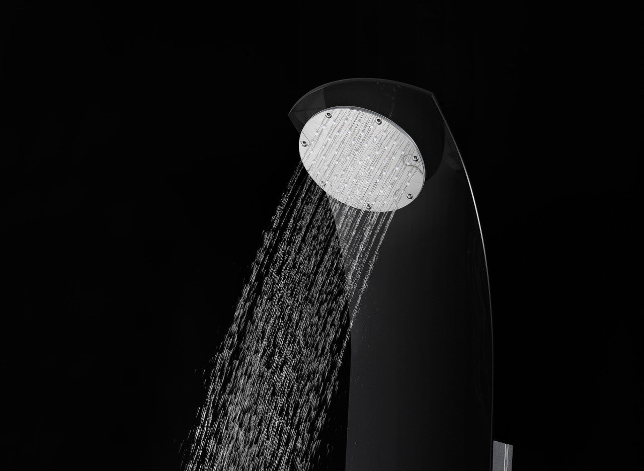 ANZZI Llano Series 56 in. Full Body Shower Panel System with Heavy Rain Shower and Spray Wand in Black SP-AZ047