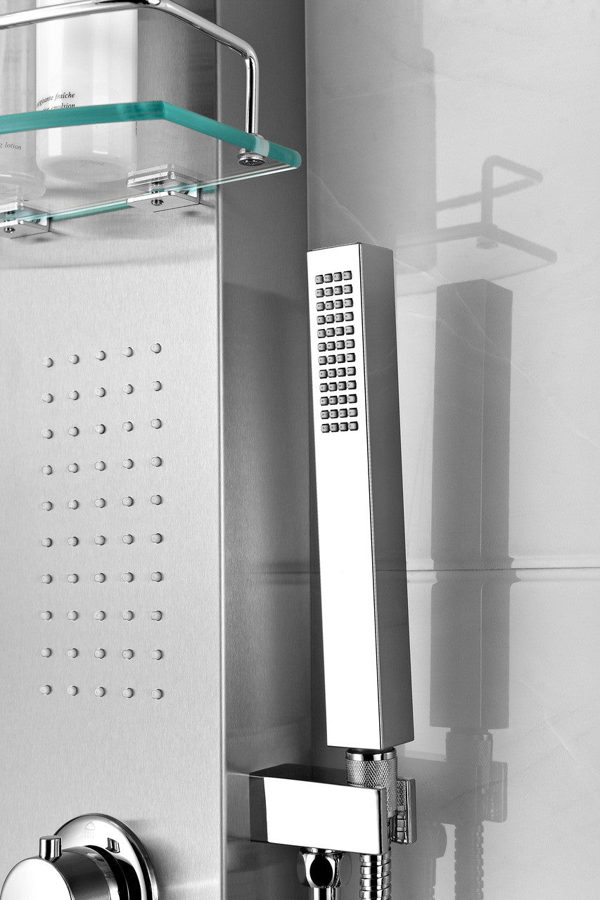 ANZZI Coastal 44 in. Full Body Shower Panel with Heavy Rain Shower and Spray Wand in Brushed Steel SP-AZ075