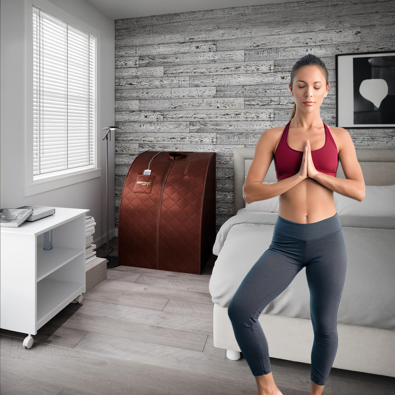 SteamSpa Portable 1-Person Infrared Home Sauna with Digital Control, Brown