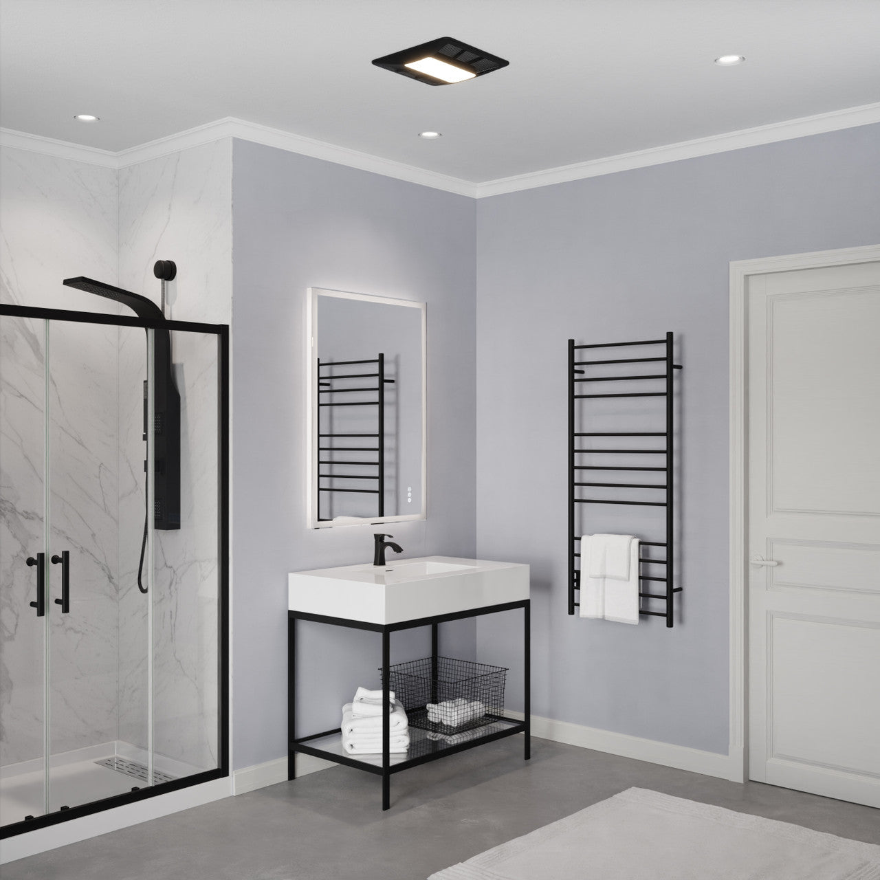 Summers Series 100 CFM Ceiling Mount Bathroom Exhaust Fan with Brilliant LED Light, Humidity Sensor Activation