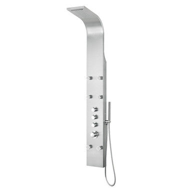 ANZZI Fontan 64 in. 6-Jetted Full Body Shower Panel with Heavy Rain Shower and Spray Wand in Brushed Steel SP-AZ026