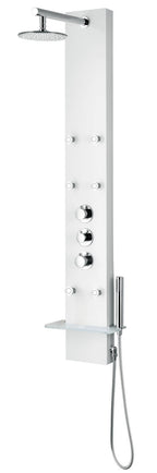 ANZZI Donna 60 in. 6-Jetted Full Body Shower Panel with Heavy Rain Shower and Spray Wand in White SP-AZ028