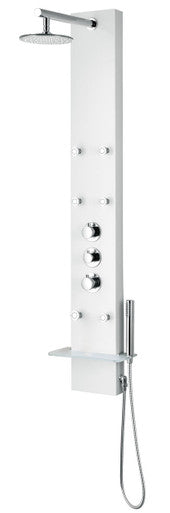 ANZZI Donna 60 in. 6-Jetted Full Body Shower Panel with Heavy Rain Shower and Spray Wand in White SP-AZ028
