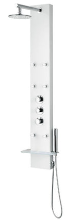 ANZZI Donna 60 in. 6-Jetted Full Body Shower Panel with Heavy Rain Shower and Spray Wand in White SP-AZ028