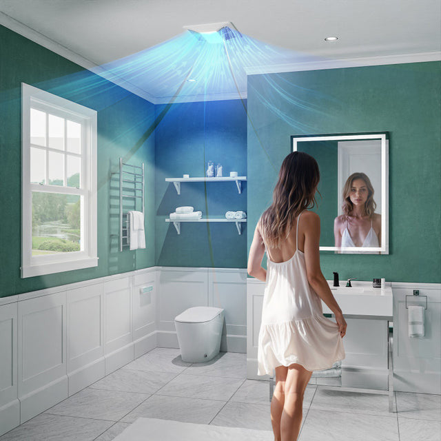 Fields Series 150 CFM Ceiling Mount Bathroom Exhaust Fan with Brilliant LED Light, Motion Sensor, Humidity Sensor