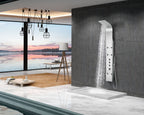 ANZZI Fontan 64 in. 6-Jetted Full Body Shower Panel with Heavy Rain Shower and Spray Wand in Brushed Steel SP-AZ026
