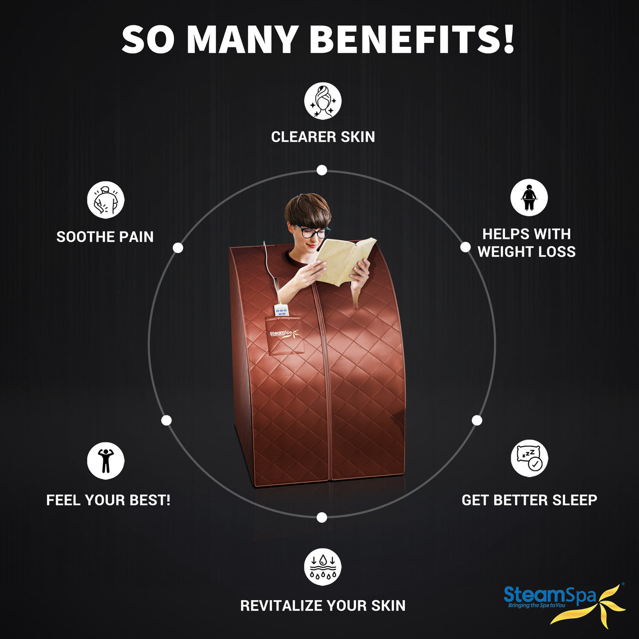 SteamSpa Portable 1-Person Infrared Home Sauna with Digital Control, Brown