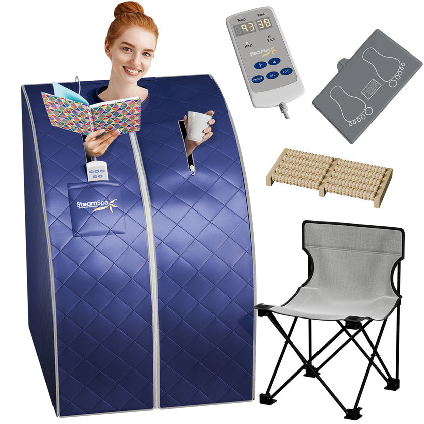 SteamSpa Portable 1-Person Infrared Home Sauna with Digital Control, Blue