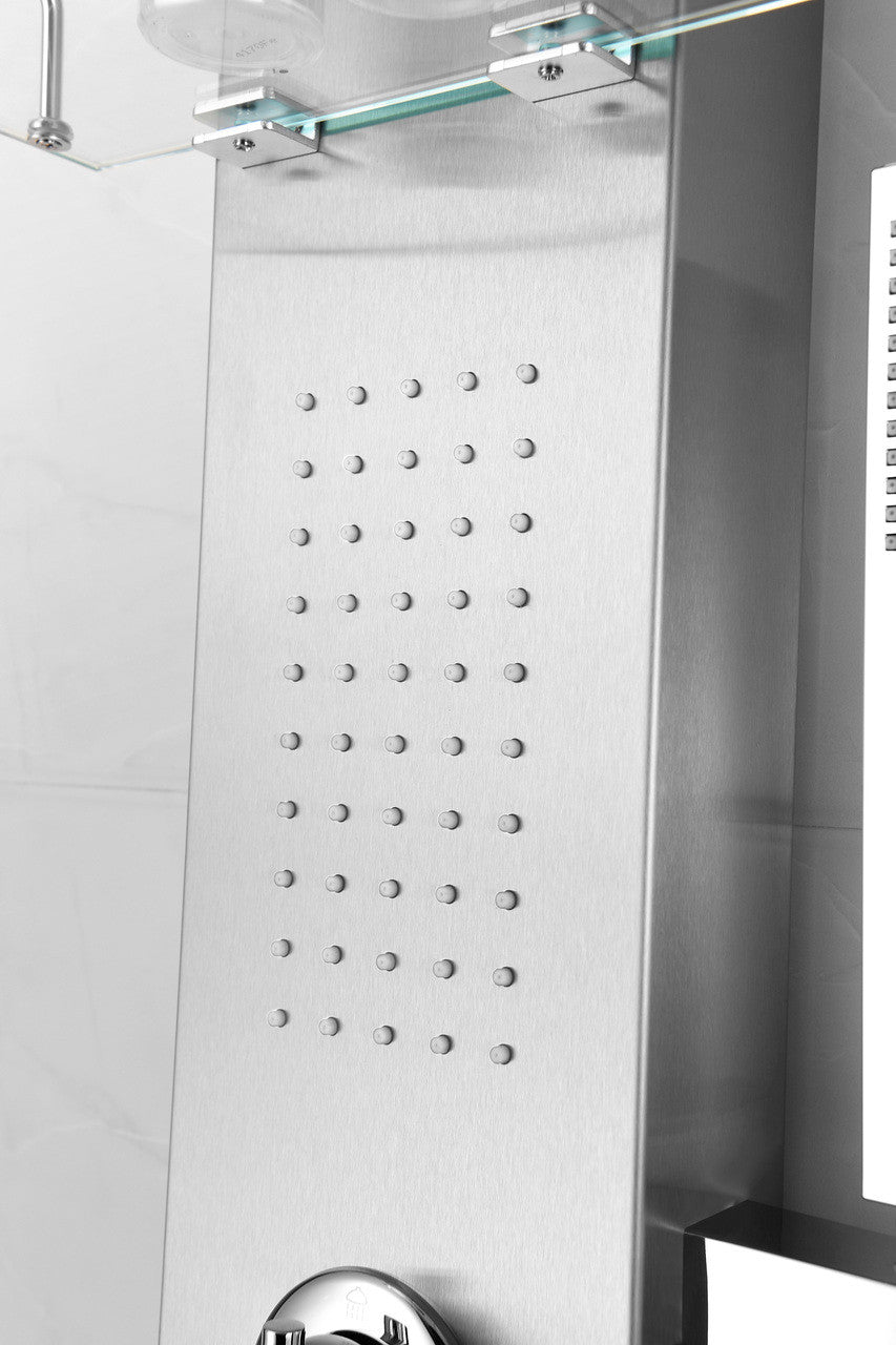 ANZZI Coastal 44 in. Full Body Shower Panel with Heavy Rain Shower and Spray Wand in Brushed Steel SP-AZ075