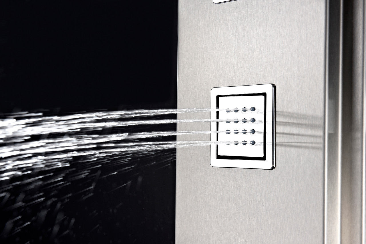 ANZZI Visor 60 in. Full Body Shower Panel with Heavy Rain Shower and Spray Wand in Brushed Steel SP-AZ035