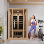 SteamSpa Maldives 2-Person Low EMF Carbon FAR Infrared Hemlock Wooden Indoor Home Sauna Room with LED Touch Control Panel