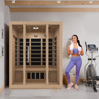 SteamSpa Maldives 3-Person Carbon FAR Infrared Hemlock Wooden Indoor Home Sauna Room with LED Touch Control Panel