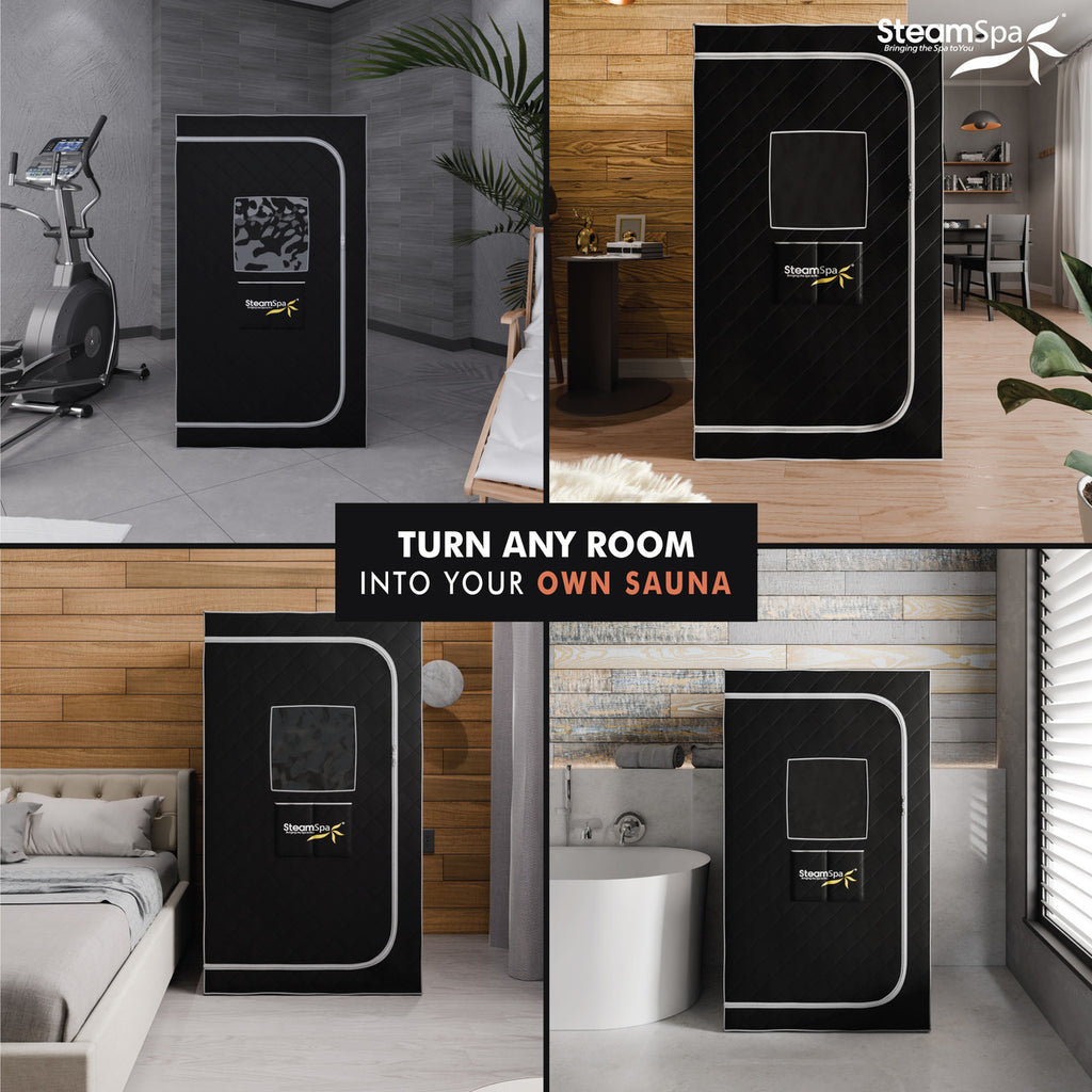 SteamSpa Portable 1-Person Home Steam Sauna with Digital Control, Black