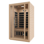 SteamSpa Maldives 2-Person Low EMF Carbon FAR Infrared Hemlock Wooden Indoor Home Sauna Room with LED Touch Control Panel