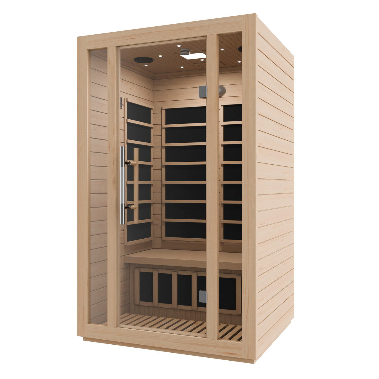 SteamSpa Maldives 2-Person Low EMF Carbon FAR Infrared Hemlock Wooden Indoor Home Sauna Room with LED Touch Control Panel