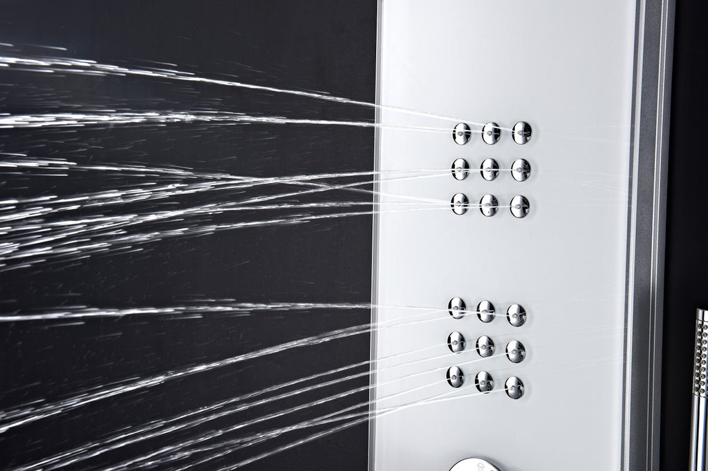 ANZZI Veld Series 64 in. Full Body Shower Panel System with Heavy Rain Shower and Spray Wand in White SP-AZ048