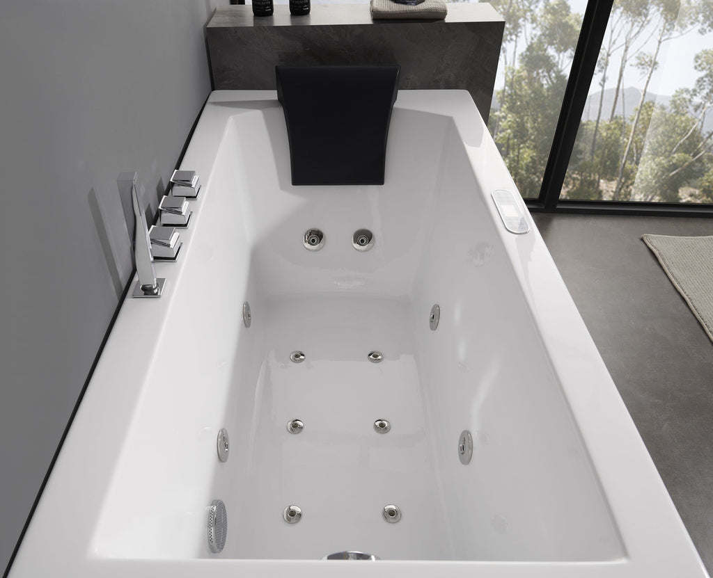 EAGO AM154ETL-L5 5 ft Acrylic White Rectangular Whirlpool Bathtub w Fixtures